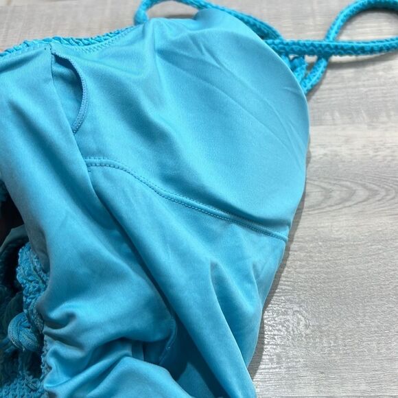 Show Me Your MuMu Blue One Piece Swimsuit Scoop Neckline - Picture 12 of 13